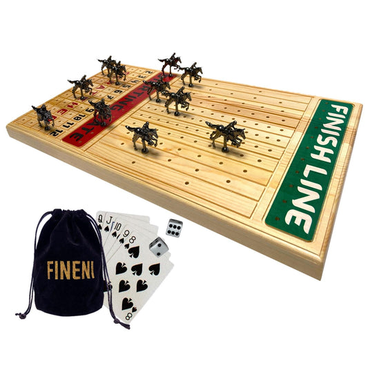 FINENI horse racing board game with black metal horses for premium gameplay.