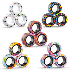 Finger Rock 15Pcs Magnetic Fidget Rings set close-up for focus.