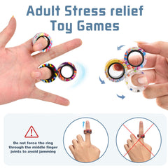 Finger Rock colorful magnetic fidget rings in playful use.