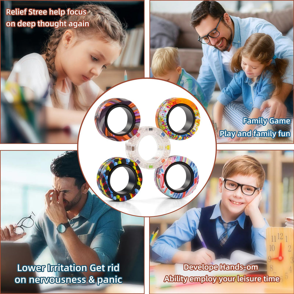 Finger Rock desk-friendly magnetic fidget rings in use.