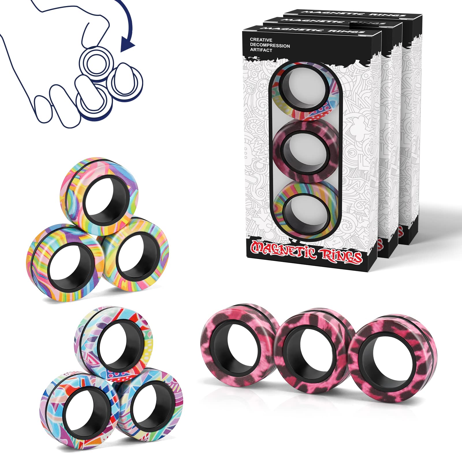Finger Rock magnetic rings set offers on the go focus and subtle stress relief.