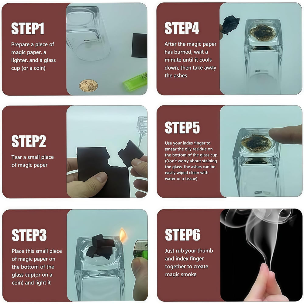 Finger Smoke Trick Set coin-ash demo illustrating ash-on-coin effect