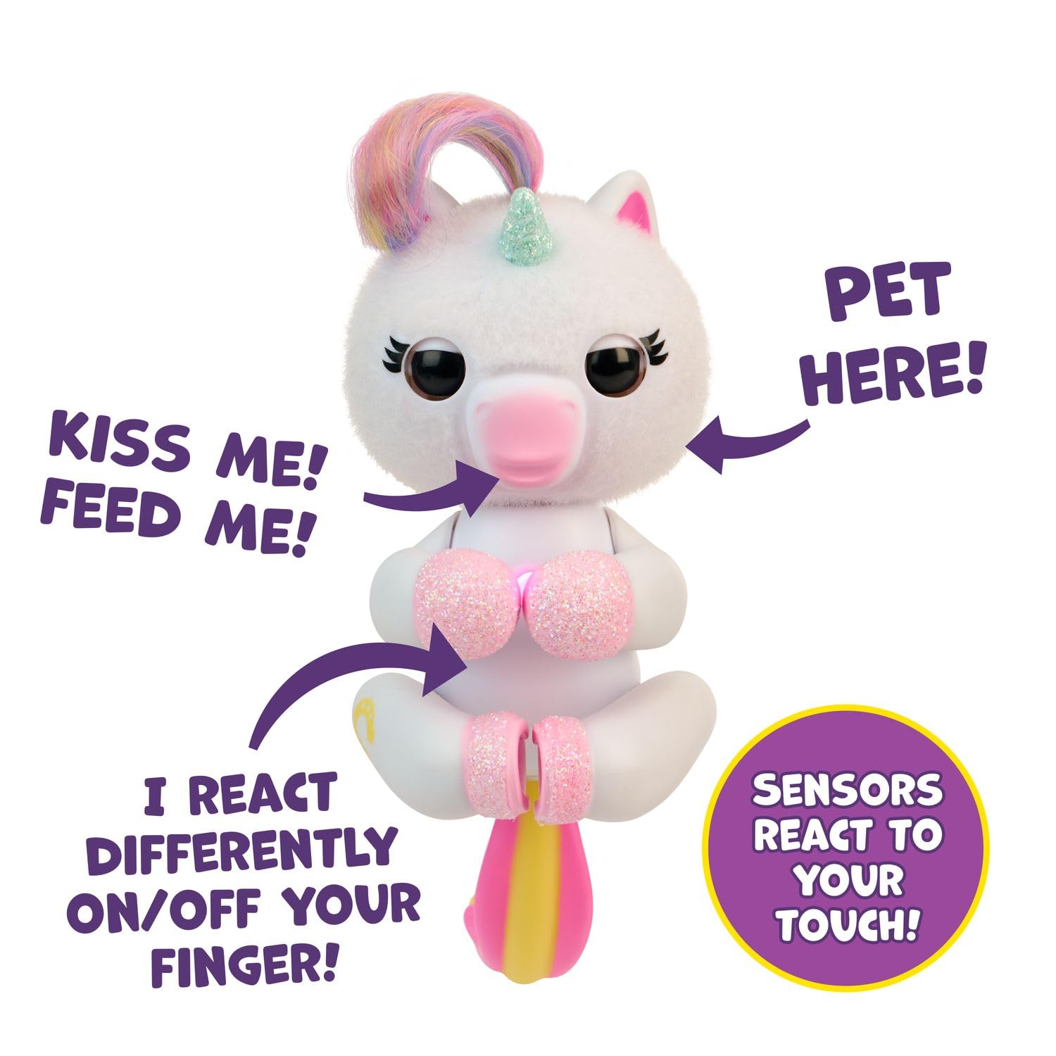 Sensors on Lulu cheek, mouth and belly respond to touch.