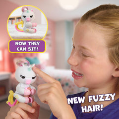 Posable tail lets Lulu sit on a desk or hang on a shelf.