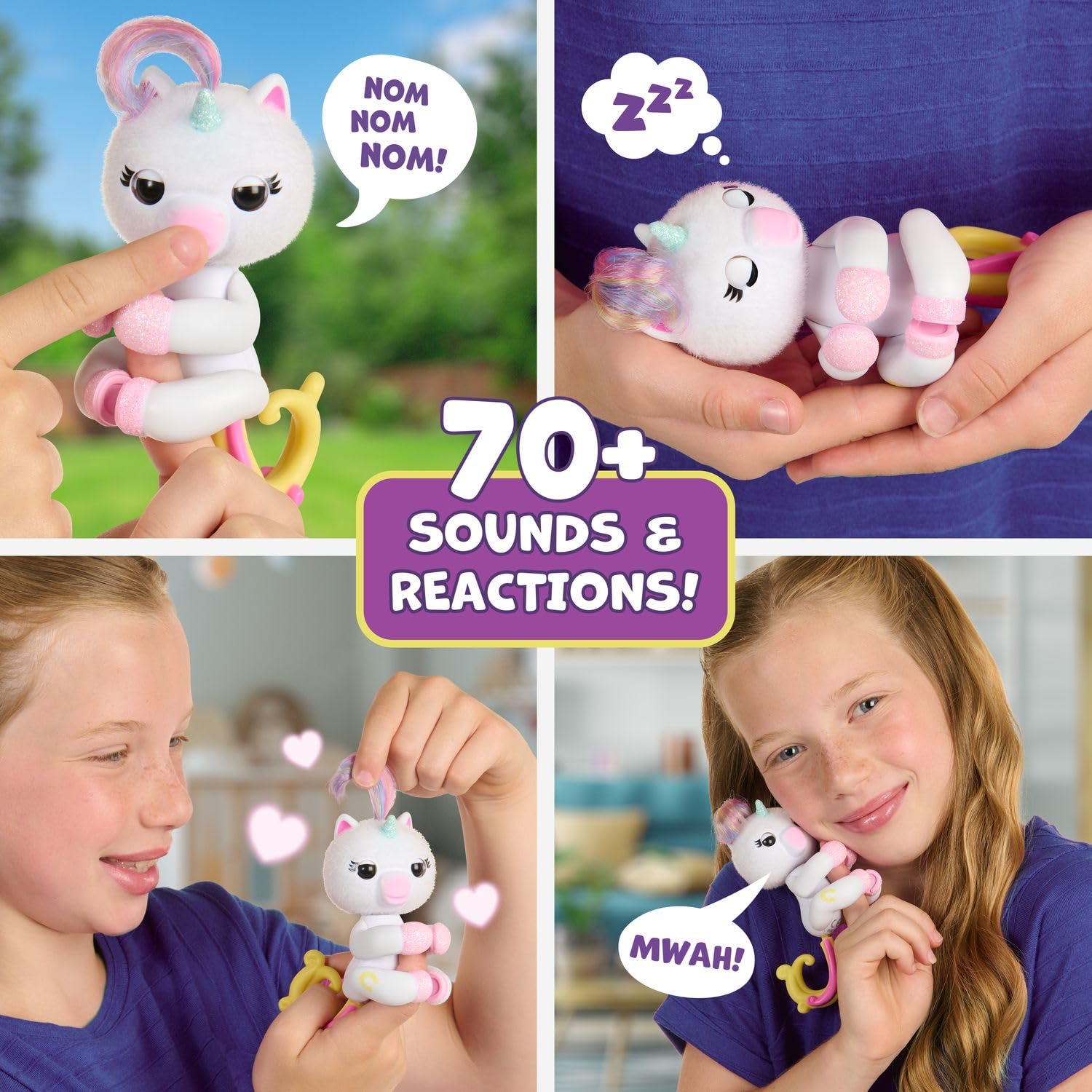 Lulu soft fur on head invites gentle petting and tactile fun.