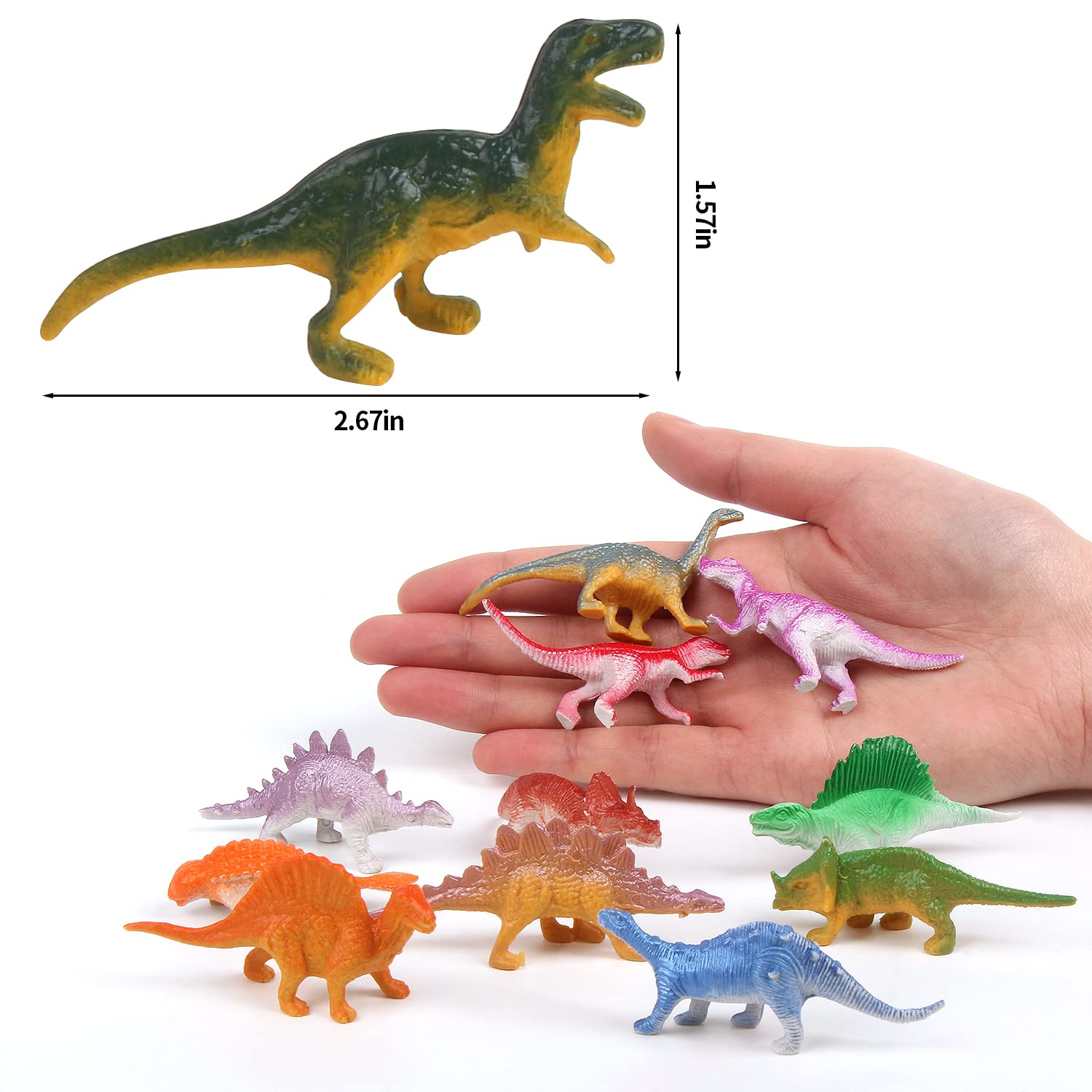 FINGOOO mini dinosaur collection (2-3in) for classroom learning and loot bags.