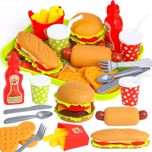 FINGOOO Pretend Play Set Hamburger image showing realistic burger details for imaginative play.