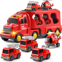 JUKUDAHU fire carrier truck front view for imaginative rescue play.