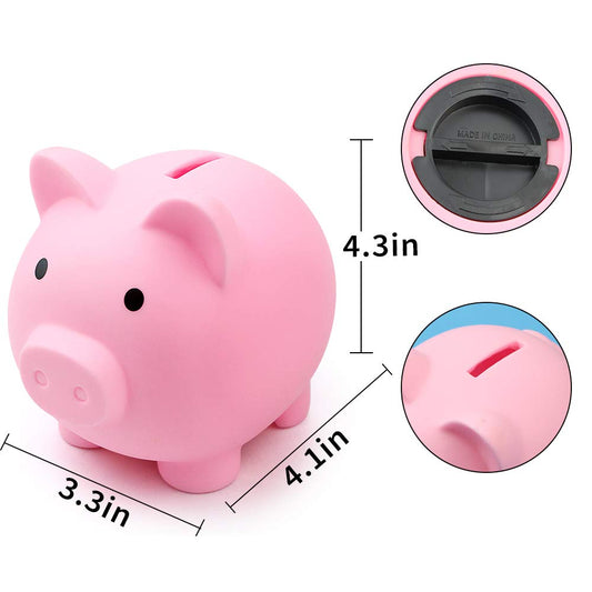 Fireboomoon pink front view pig money bank adds cute decor and saving habit.