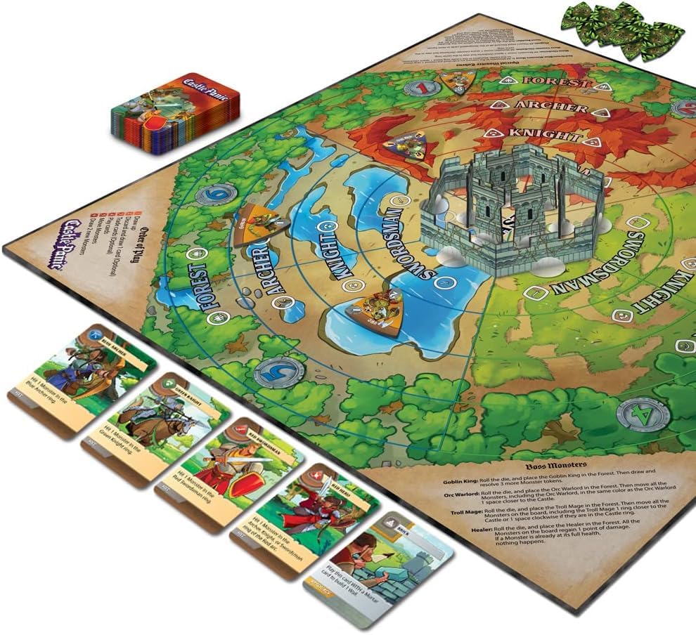 Castle Panic 2nd Edition Overlord mode image features one player guiding monsters.