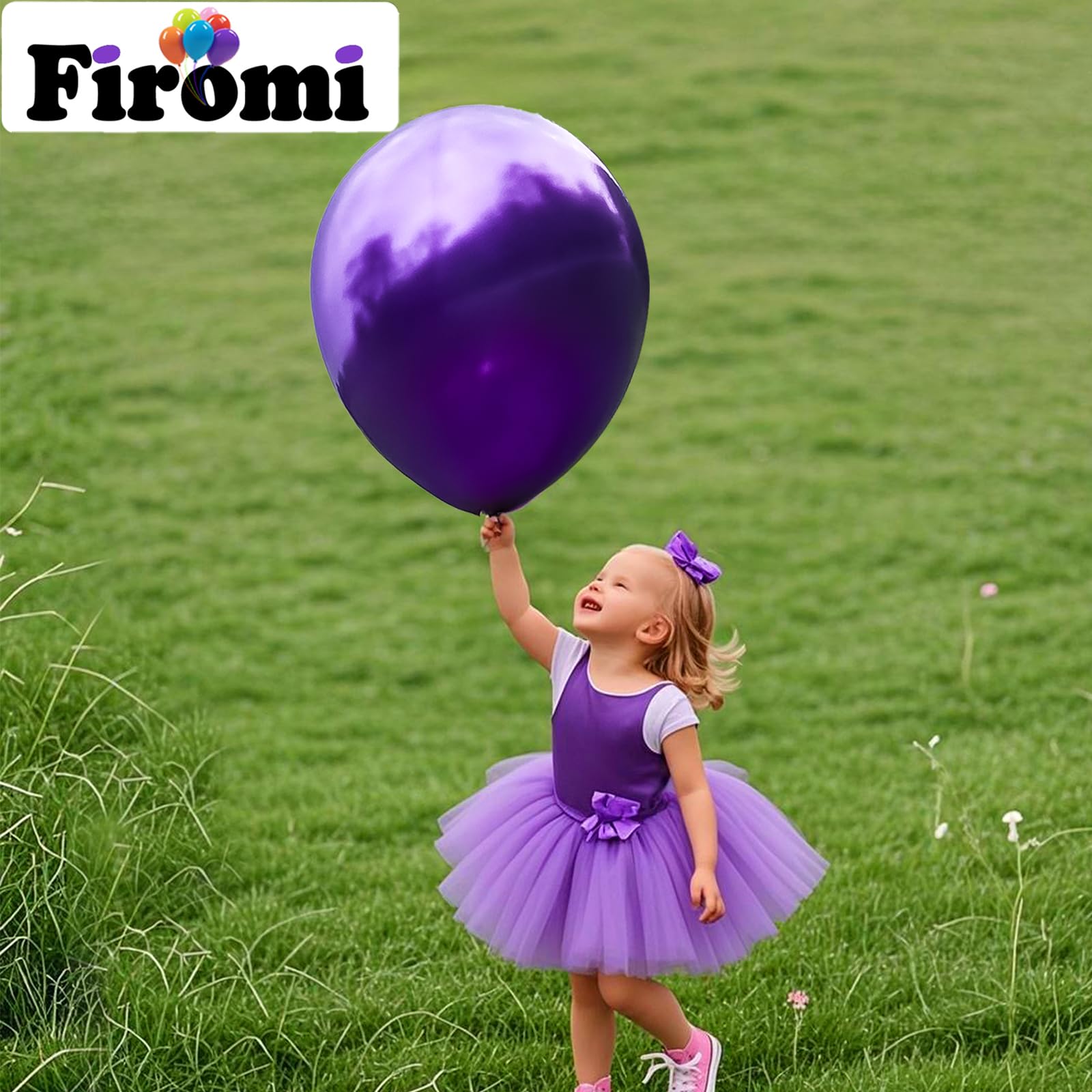 Firomi arch garland setup with purple balloons for celebrations.