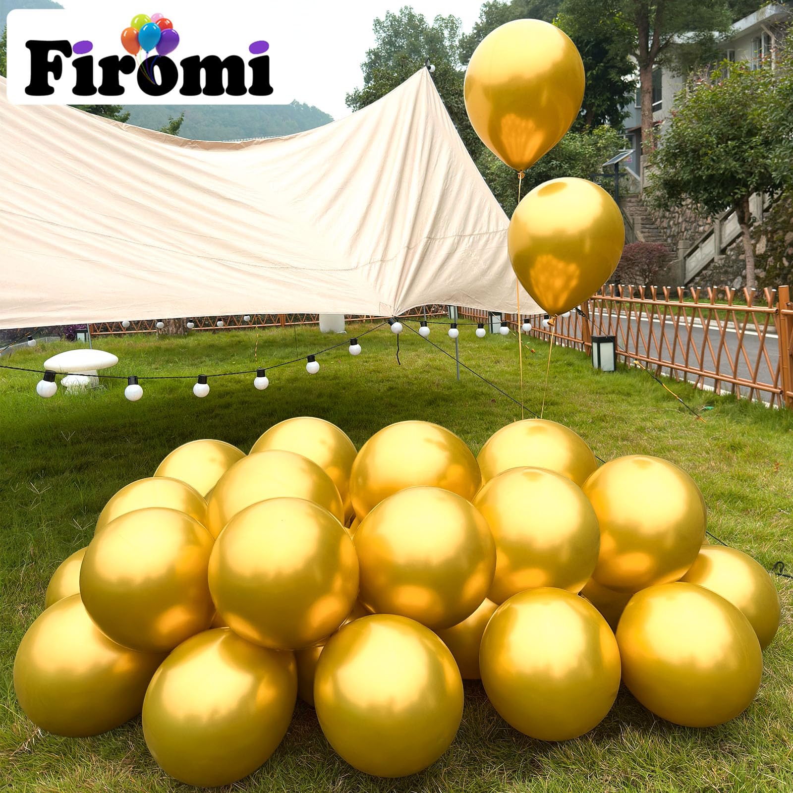 Firomi balloon arch with metallic gold balloons for celebration