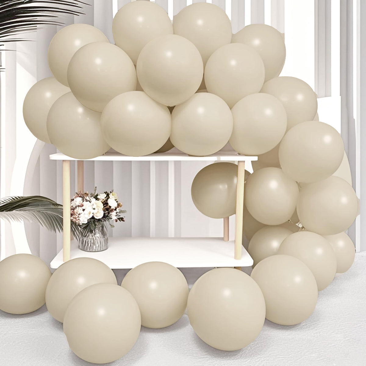 Firomi beige balloons, 12-inch, 100-pack for arches and garlands