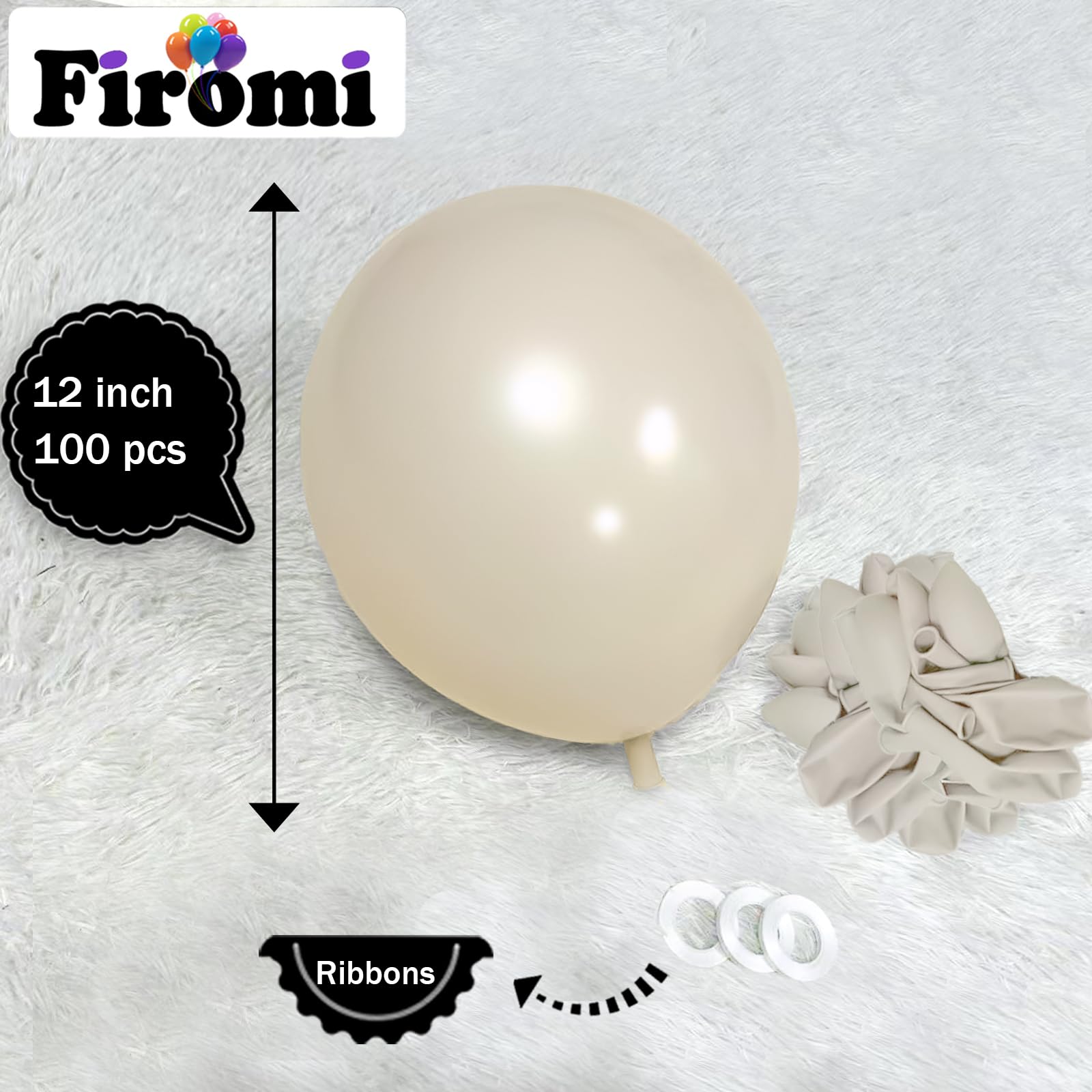 Firomi latex beige balloons, 12-inch, thickened for durable decor