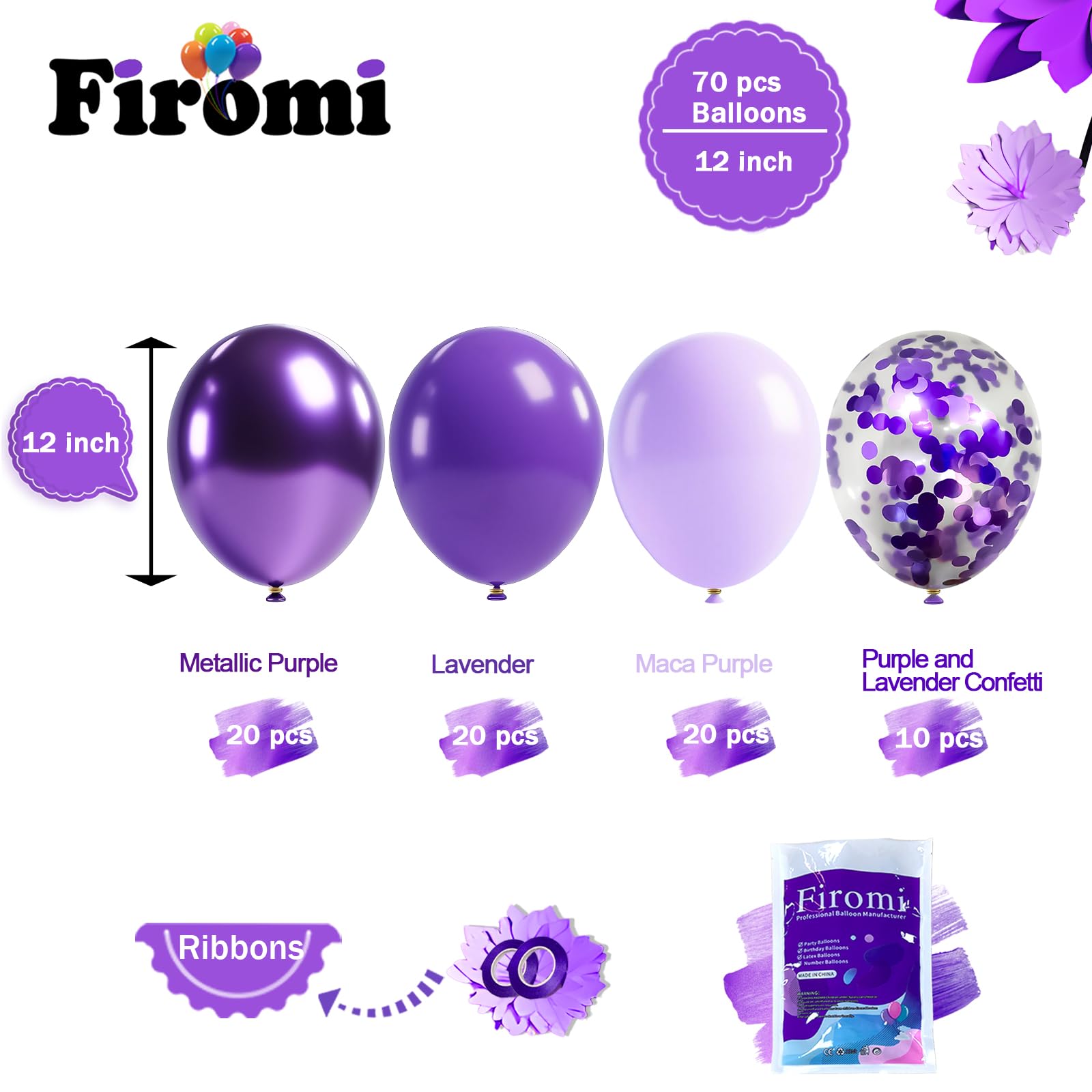 Firomi lavender balloons add soft tones to weddings or baby showers