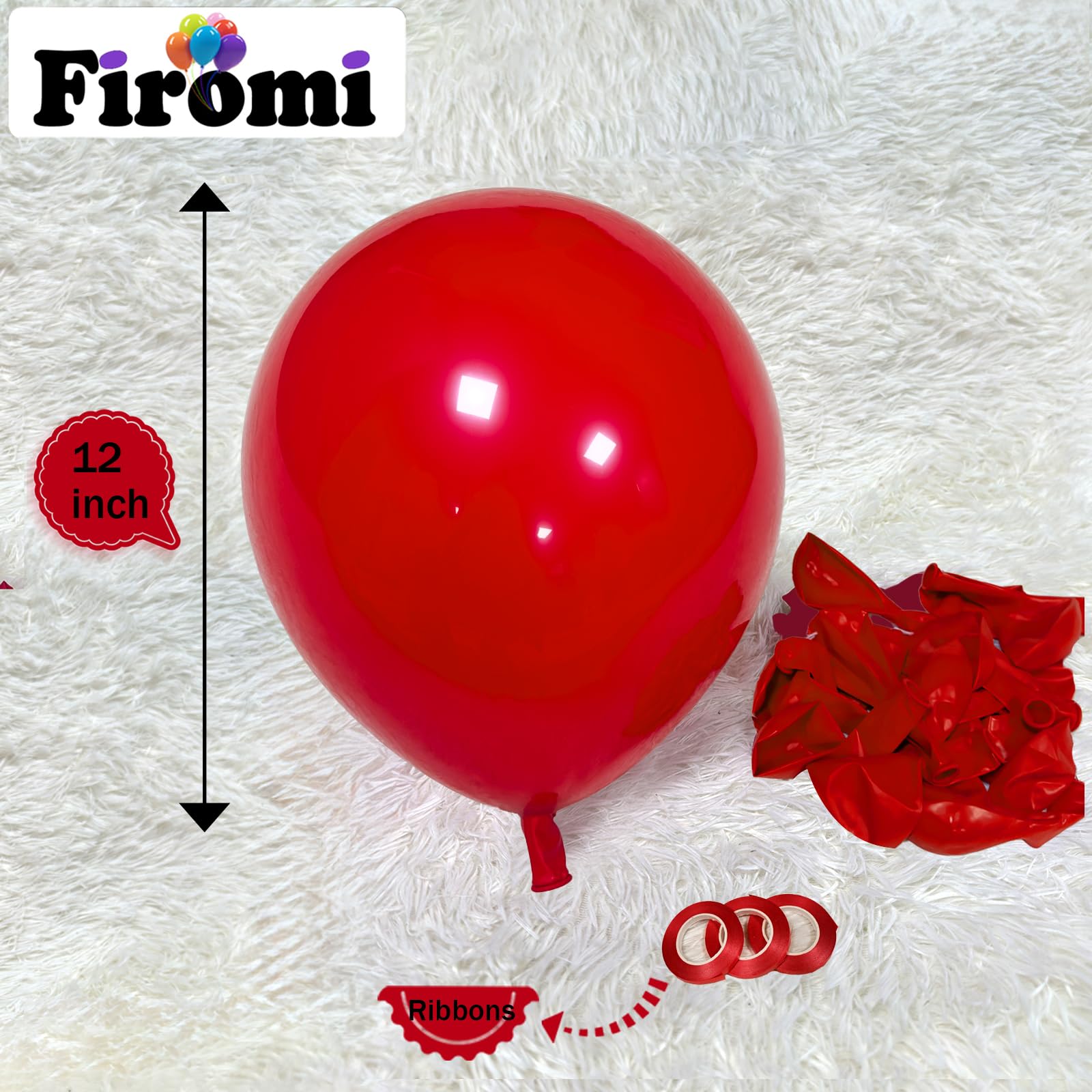 Firomi matte red balloons highlight elegant wedding decorations and garlands.