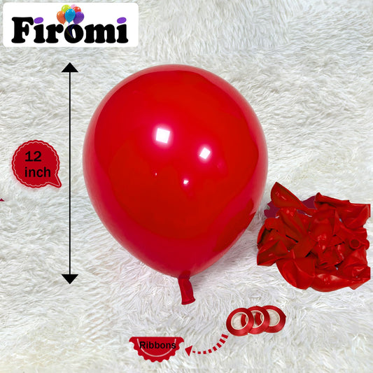 Firomi matte red balloons highlight elegant wedding decorations and garlands.