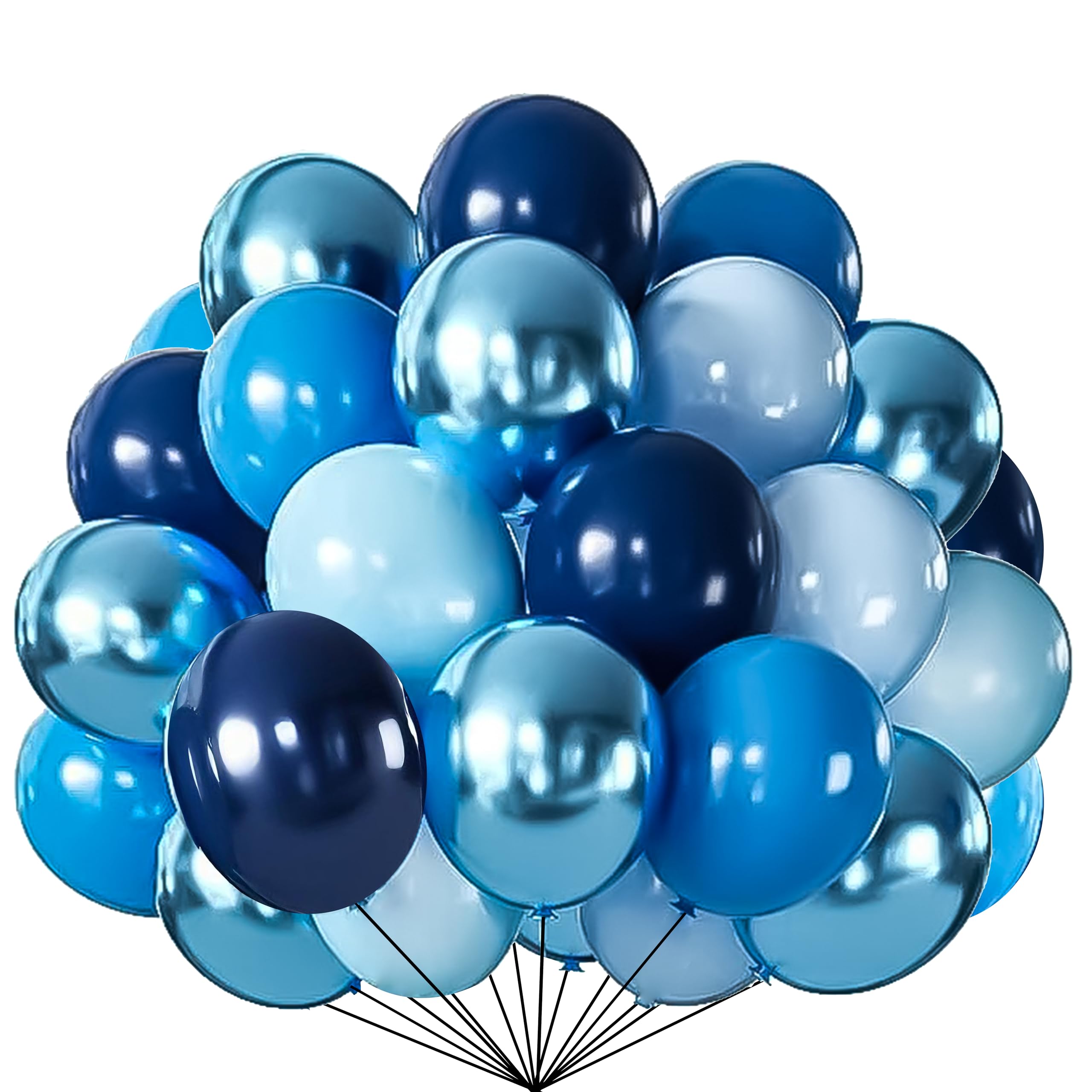 Firomi metallic blue balloons in chrome shade, ideal for vibrant party arches.