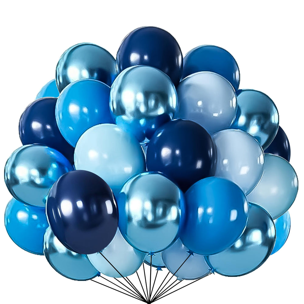 Firomi metallic blue balloons in chrome shade, ideal for vibrant party arches.