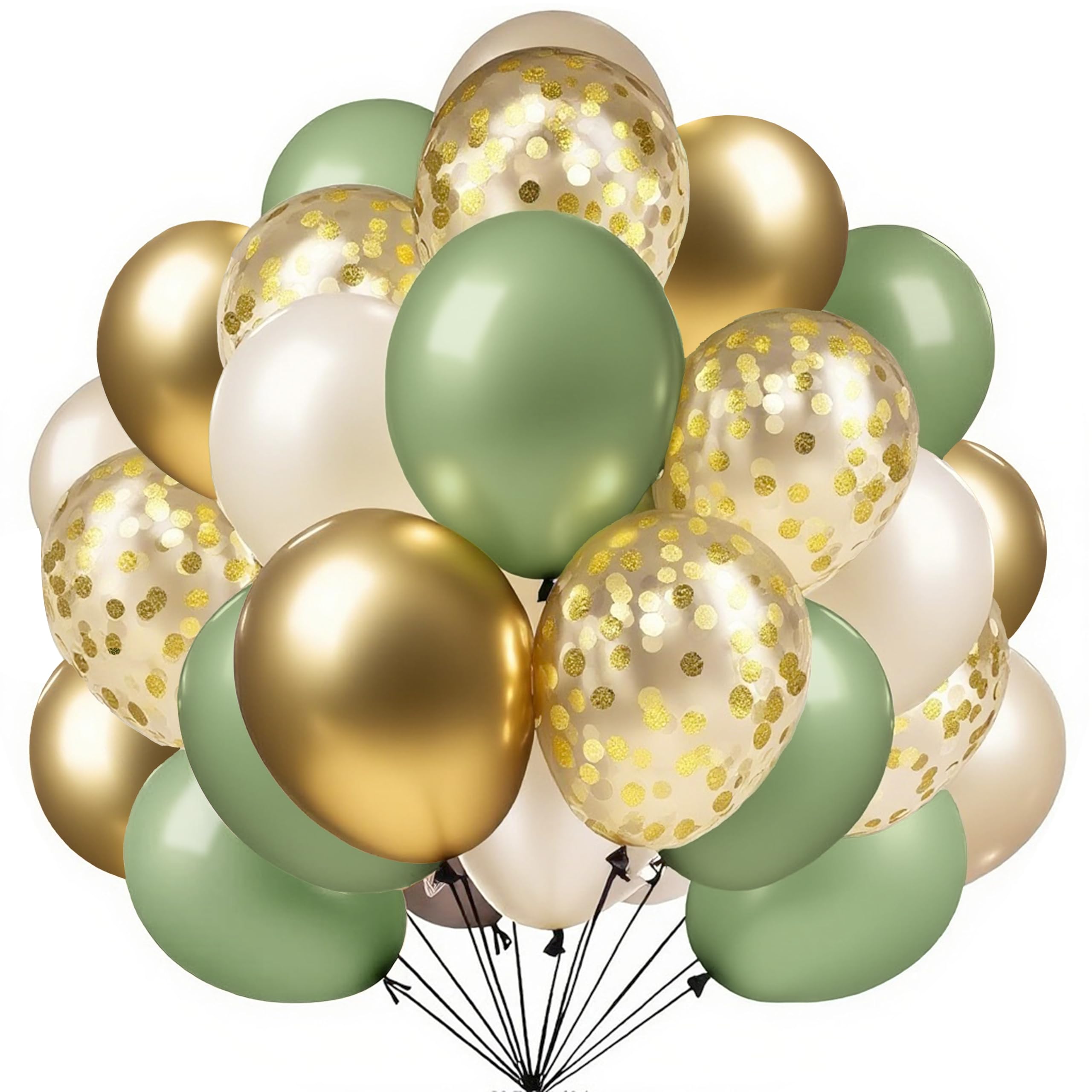 Firomi metallic chrome gold balloons in 12-inch size for festive arches and decor.