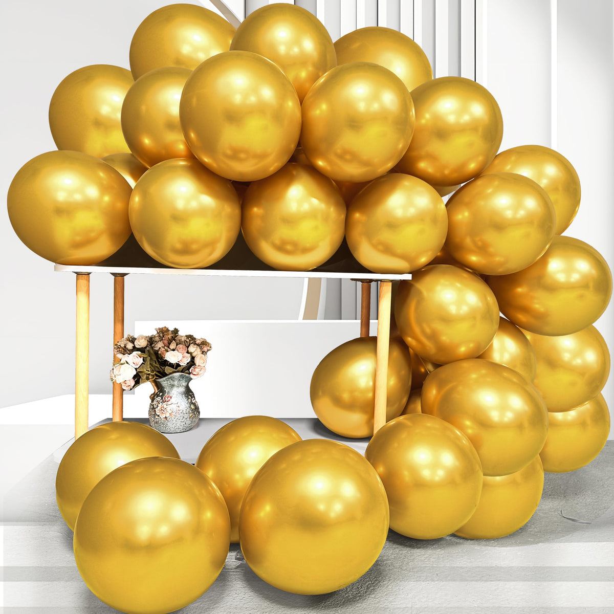 Firomi metallic gold balloons 12-inch pack for arch decorations