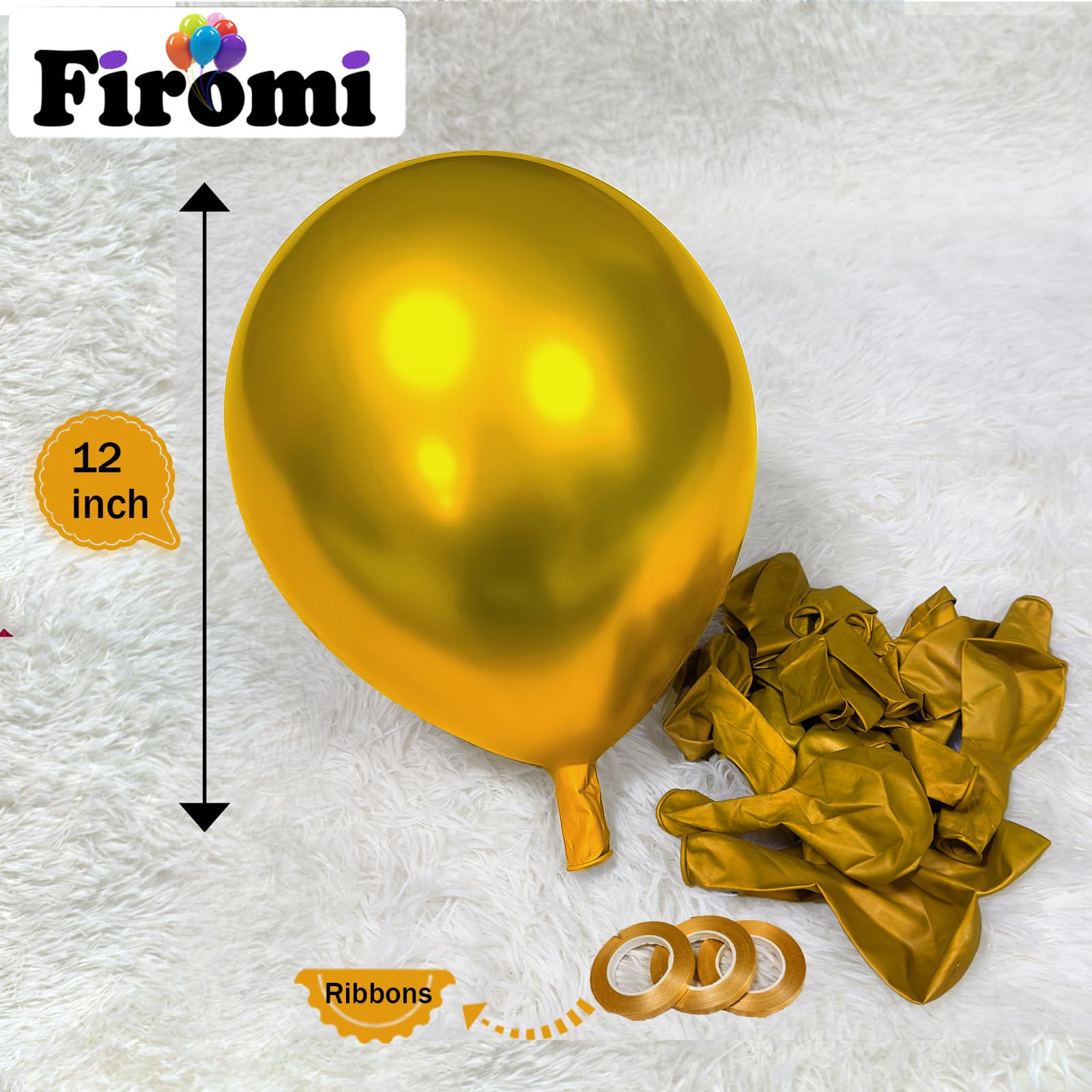 Firomi chrome gold balloon close-up showing glossy finish for elegant decor