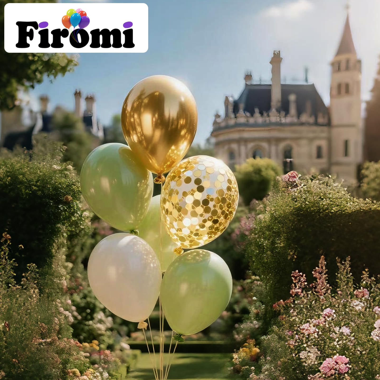 Firomi sand white 12-inch balloons for weddings and neutral decor.