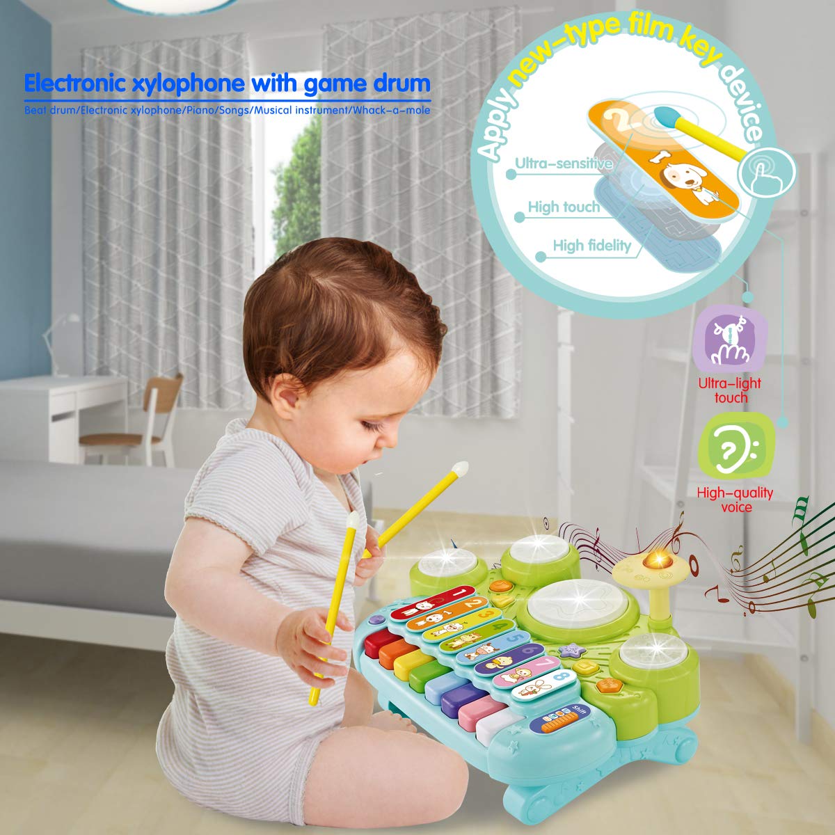 Fisca 3-in-1 whack-a-mole game screen boosts motor skills.