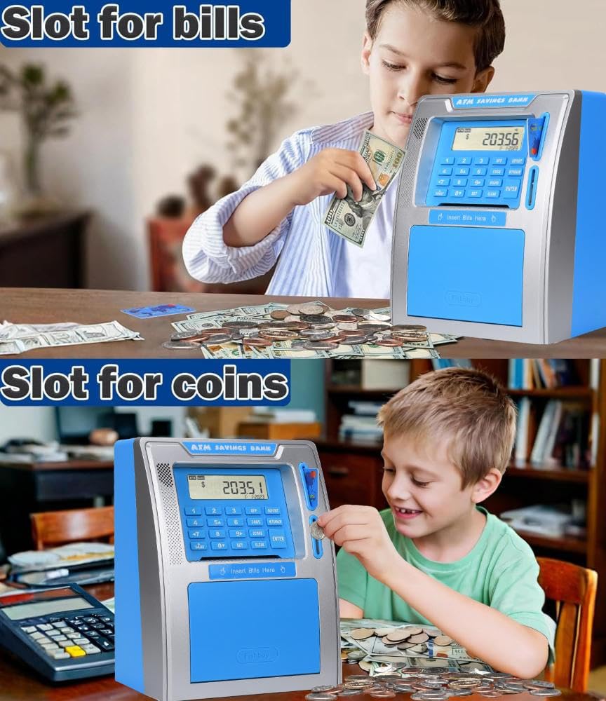 Fishboy banknote scroll deposits notes automatically, easy for kids.
