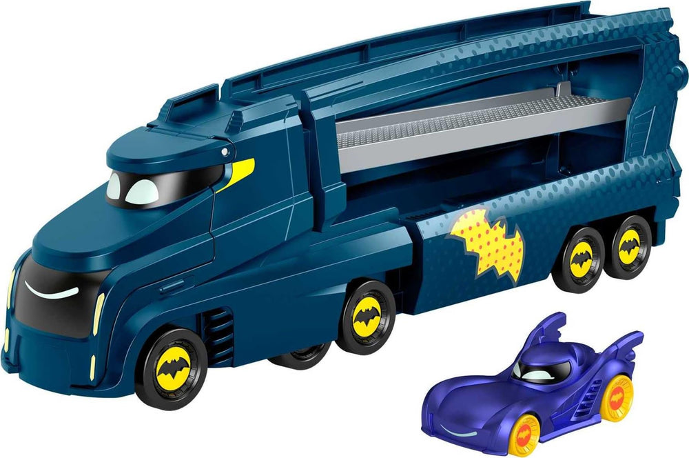 Fisher-Price Batwheels Bat-Big Rig hauler with open side for easy vehicle loading.