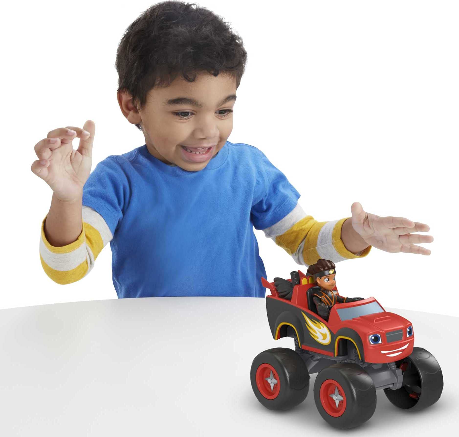 Fisher-Price Blaze monster truck ninja edition ready for race play.