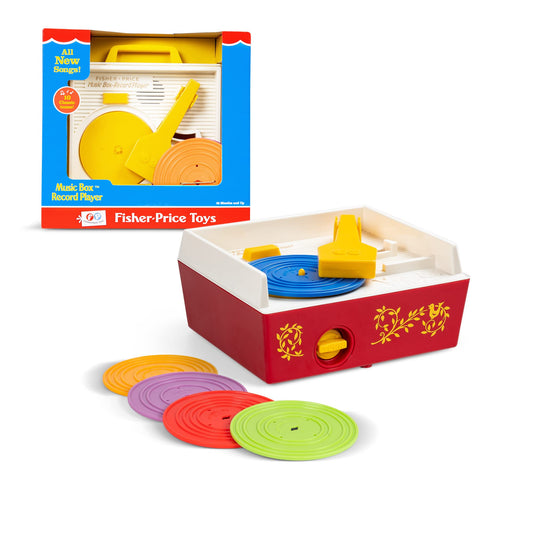 Fisher Price Classics Record Player with playable records stored inside for easy on the go fun