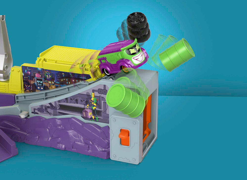 Fisher-Price Batwheels gate crash action sparks dramatic play.