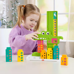Fisher-Price double-sided number blocks show numbers and dots for easy counting practice.