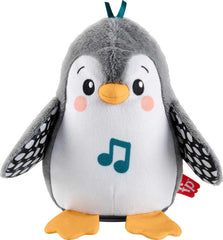Fisher-Price Flap & Wobble Penguin face with high-contrast patterns for newborn focus.