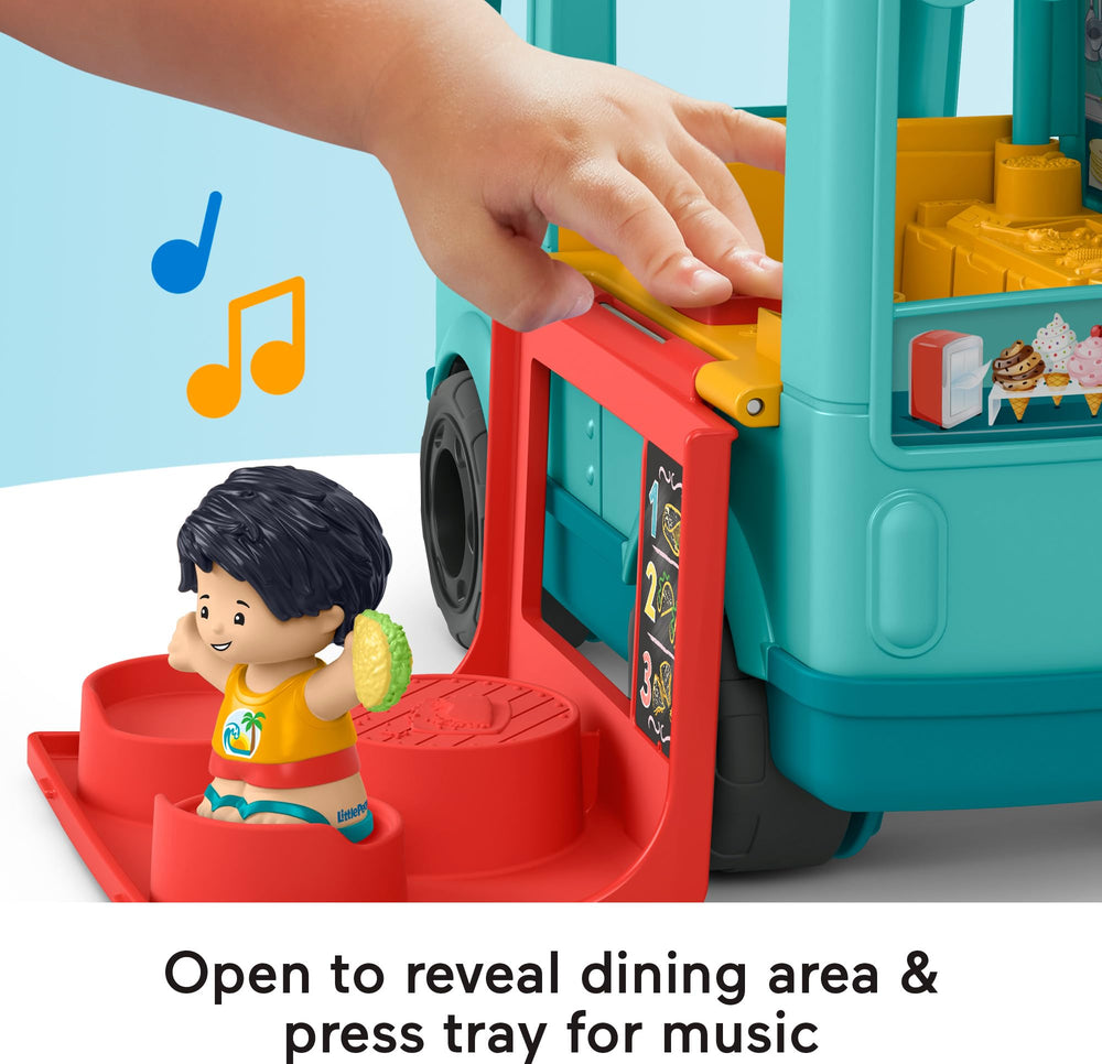 Fisher-Price food truck top opens to reveal outdoor dining area