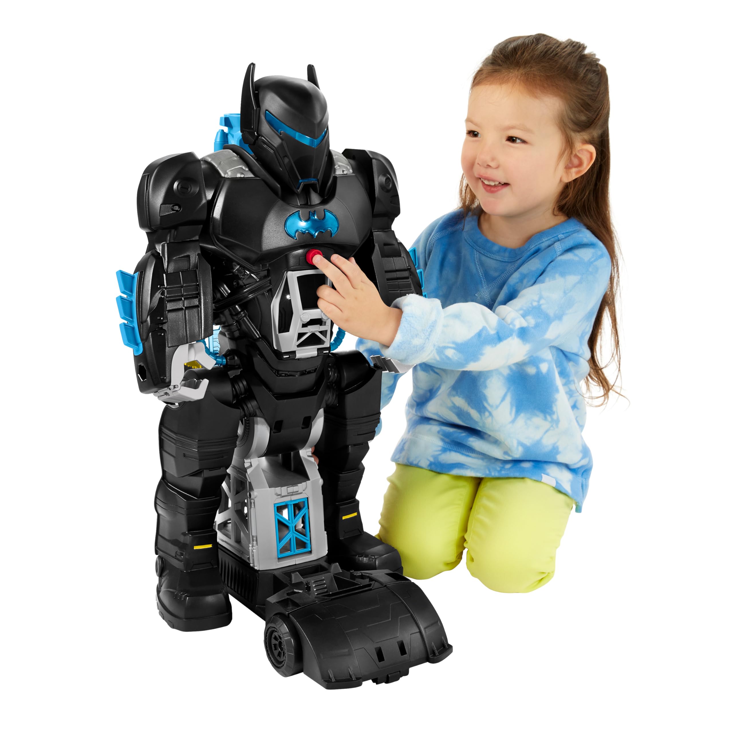 Fisher-Price Imaginext Bat-Tech Batbot front view, a towering playset ready for imaginative rescue play.