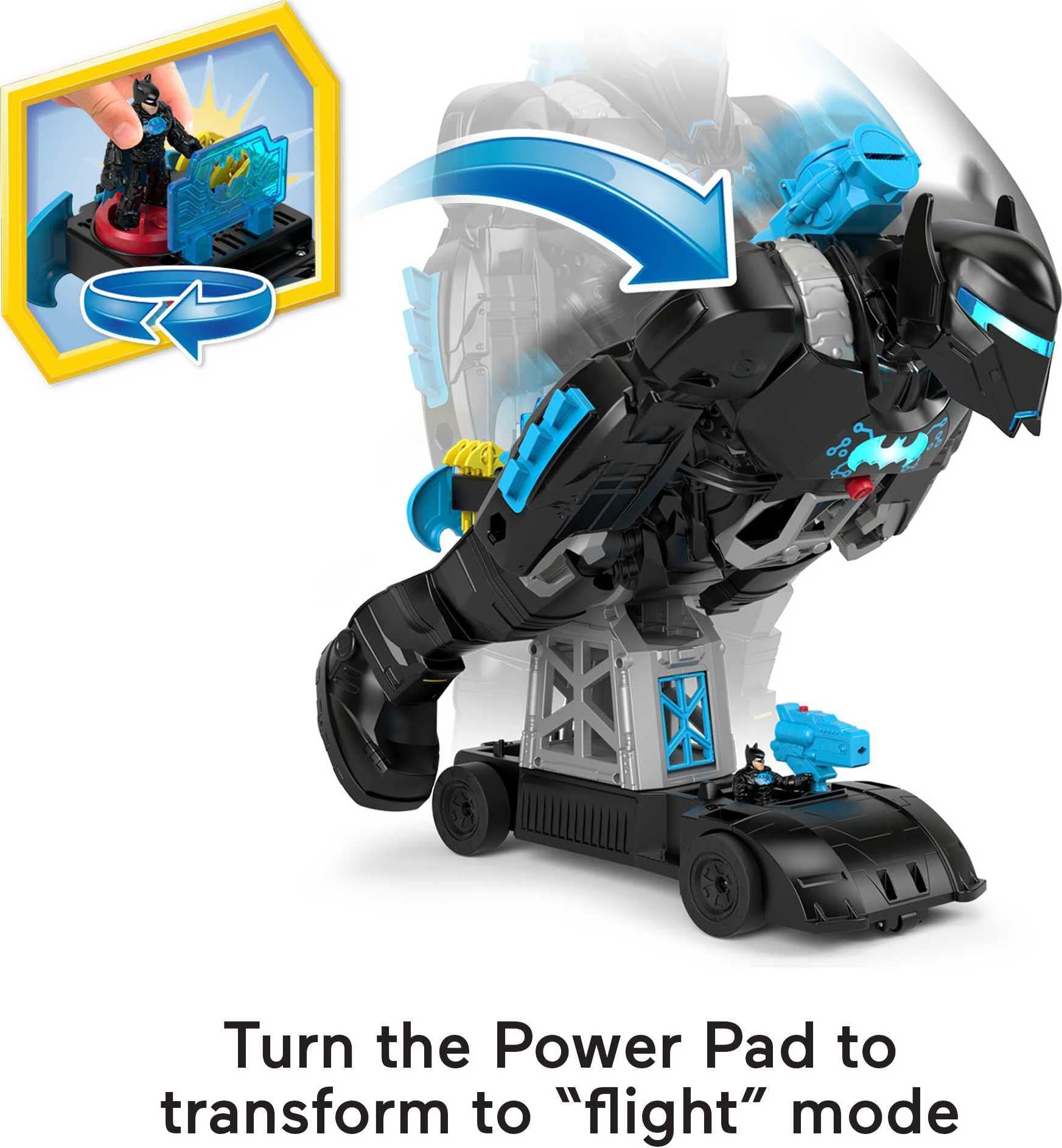 Fisher-Price Imaginext Bat-Tech Batbot with Batwing accessory for aerial action.