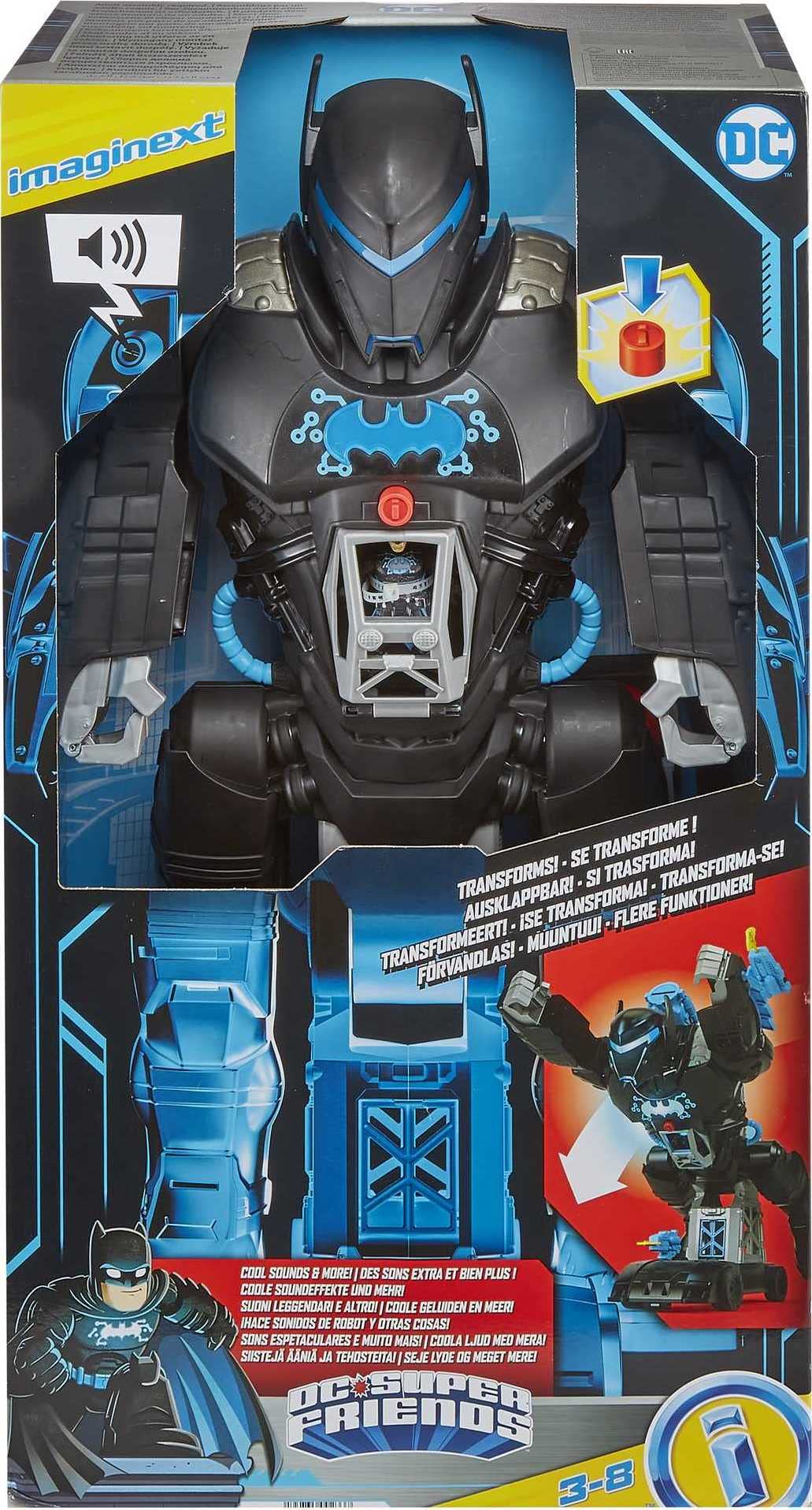 Fisher-Price Imaginext Bat-Tech Batbot bundle includes figures and projectiles.