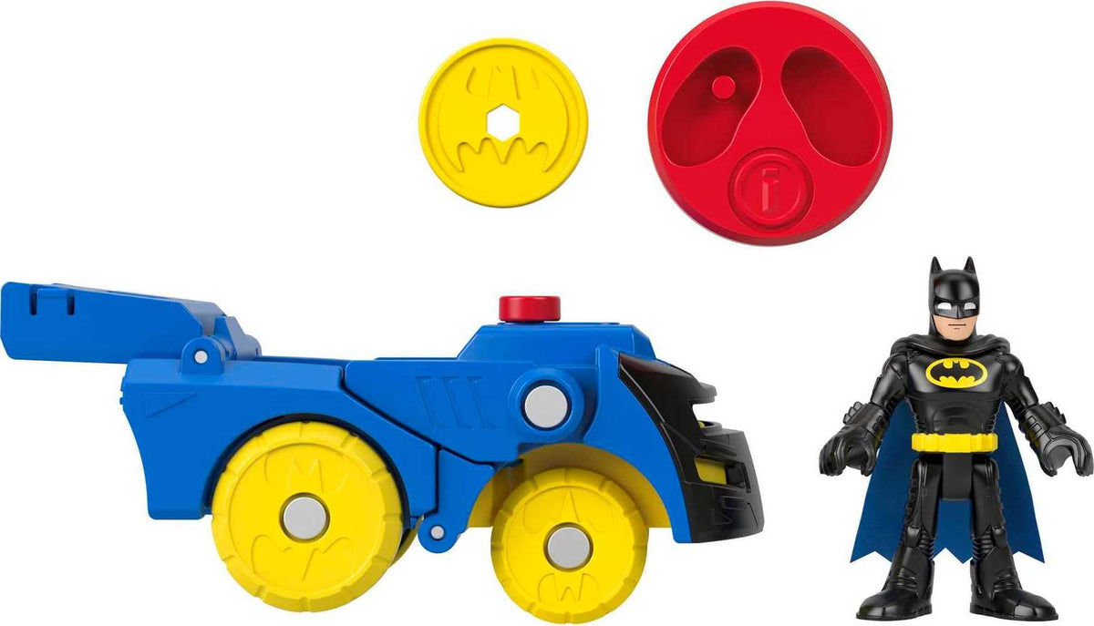 Fisher-Price Imaginext Batman figure with helmet display for early pretend play.