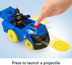 Poseable Batman figure with display stand supports storytelling.