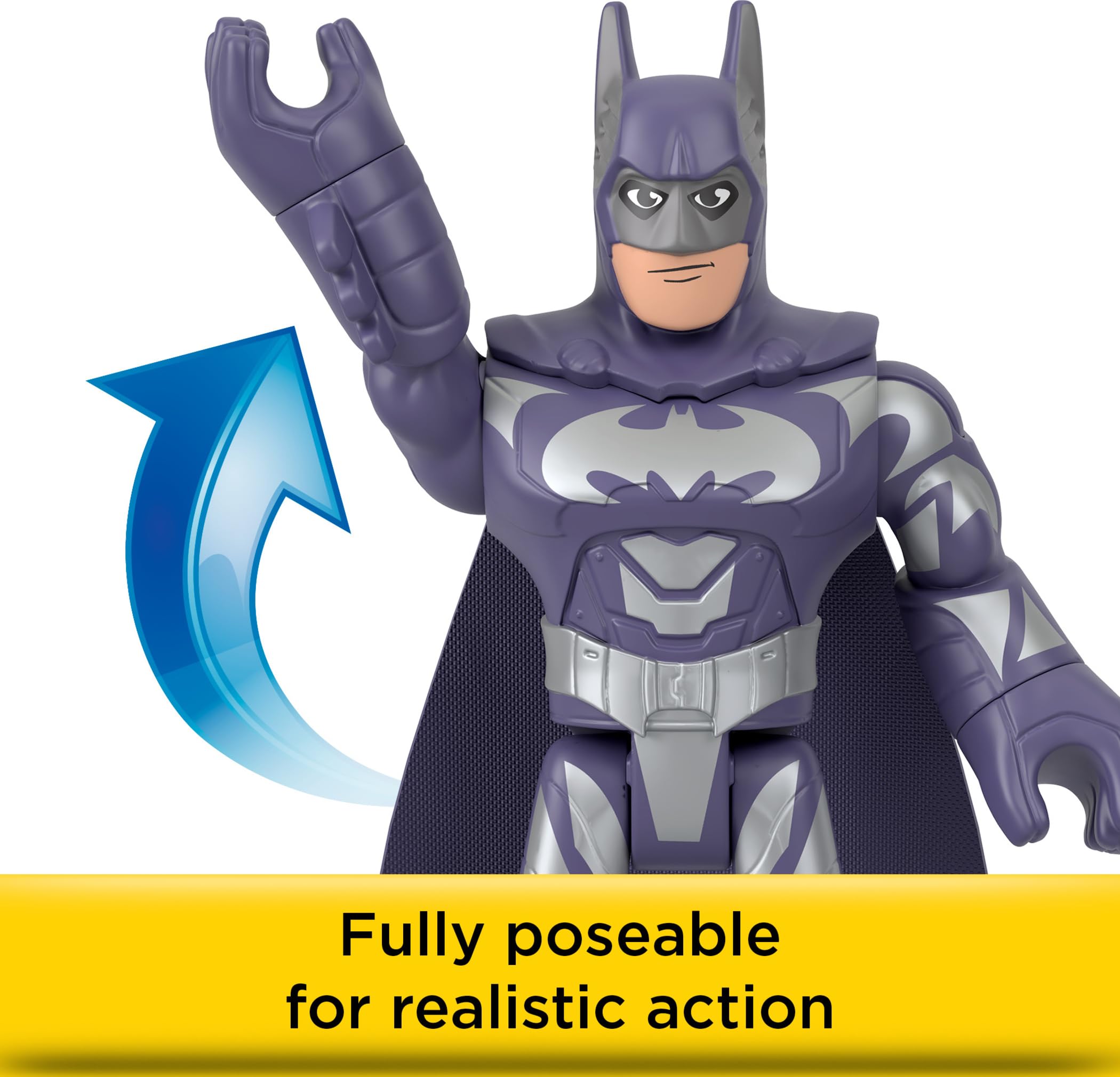 Fisher-Price Imaginext The Batman 2022 figure with bold details for modern adventures.