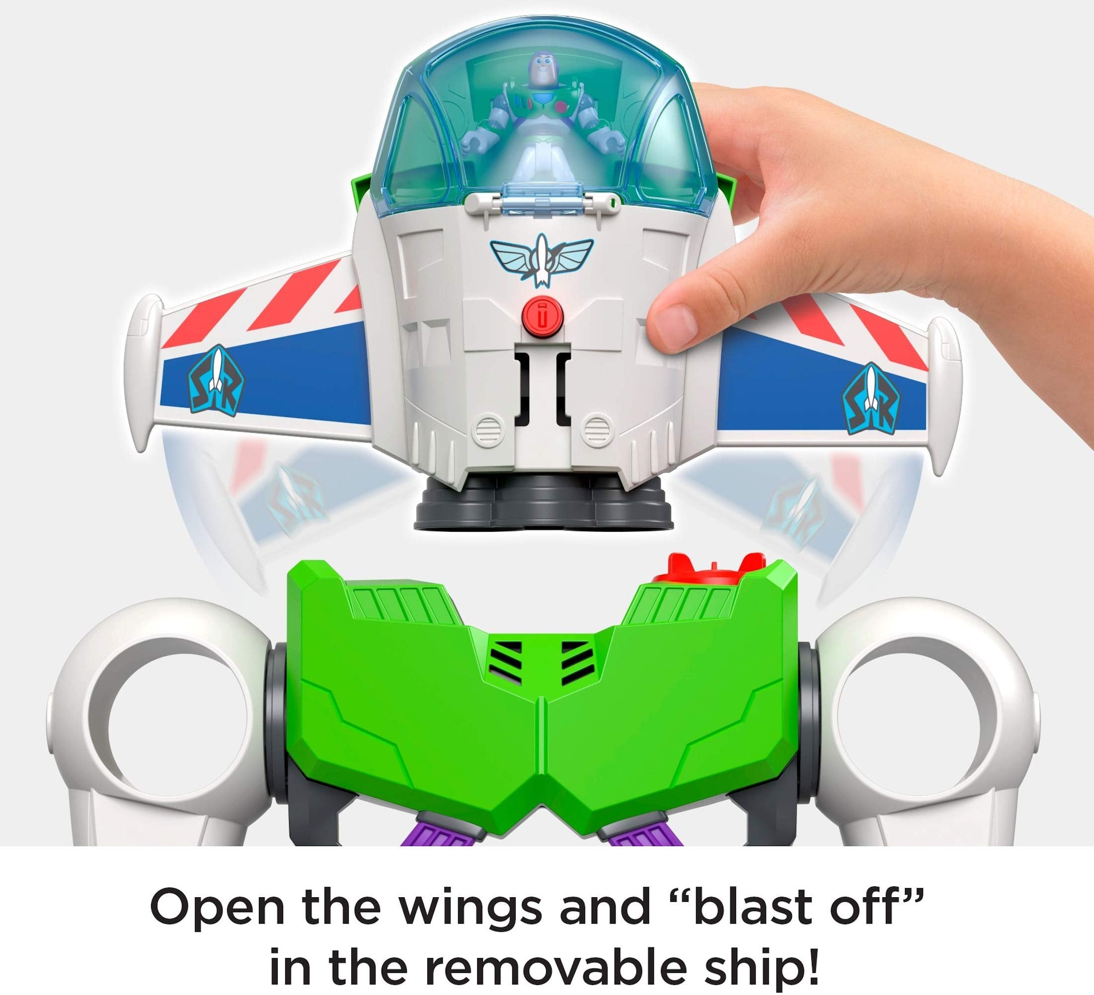 Fisher-Price Imaginext Buzz Lightyear projectile launcher for interactive battles.
