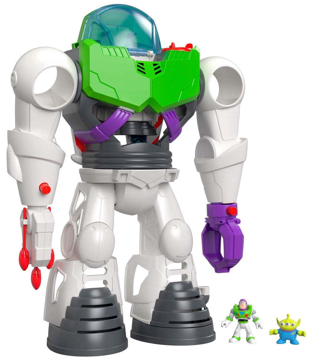 Fisher-Price Imaginext Buzz Lightyear cockpit inside spaceship for pretend space adventures.
