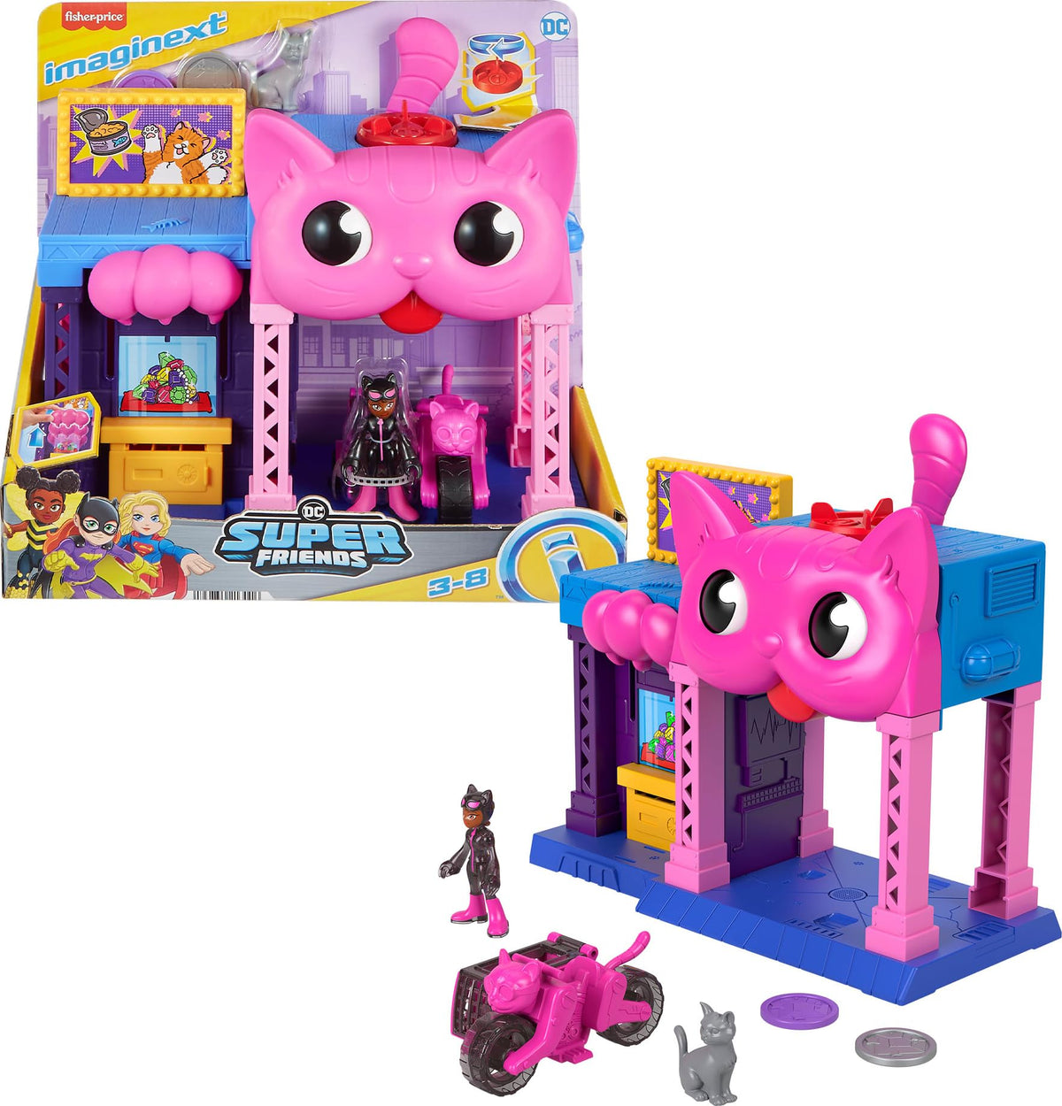 Fisher-Price Imaginext Catwoman Playhouse overview for imaginative pretend play