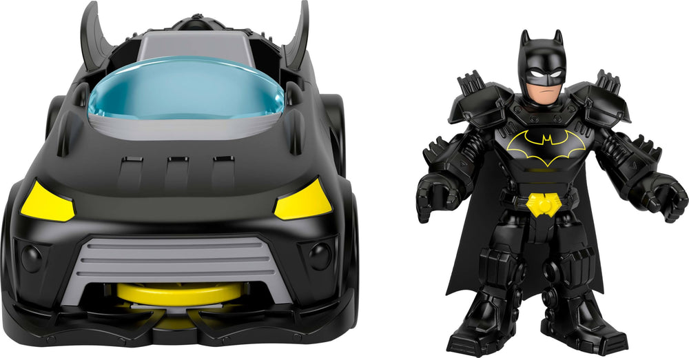 DC Metal Force battle scene with Batmobile and figures for epic pretend play.