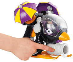 Fisher-Price Imaginext Penguin Copter shows spinning umbrellas for action-packed pretend play.