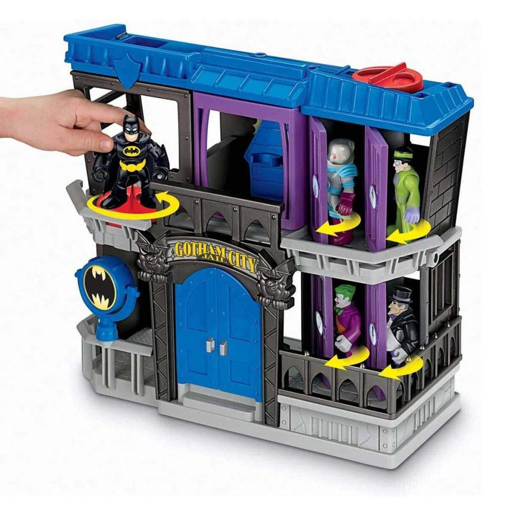 Fisher-Price Imaginext Gotham City Jail front view showcases multi-cell play.