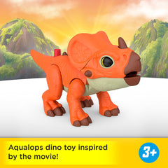 Fisher-Price Imaginext Aquilops grows spikes for tactile exploration.