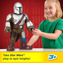 Fisher-Price Imaginext Mandalorian XXL figure with wrist launcher enables action-packed play sessions